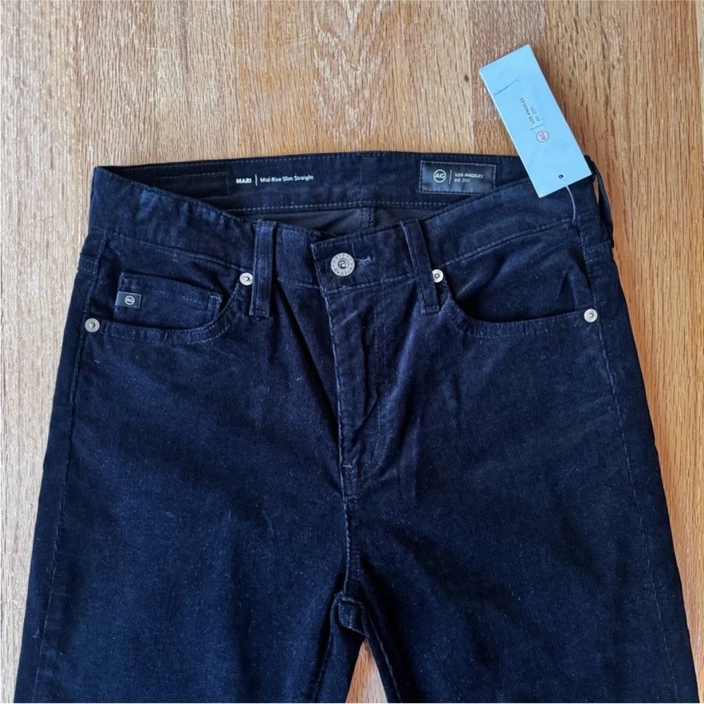 AG Adriano Goldschmied Mari Mid-Rise Slim Straight Jeans Black Size 23 NWT - Picture 6 of 11